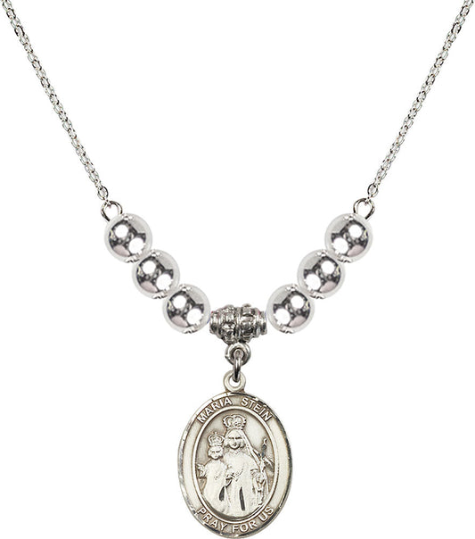 Sterling Silver Maria Stein Birthstone Necklace with Sterling Silver Beads - 8133