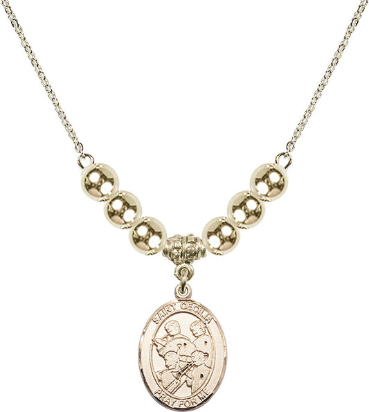 14kt Gold Filled Saint Cecilia / Marching Band Birthstone Necklace with Gold Filled Beads - 8179