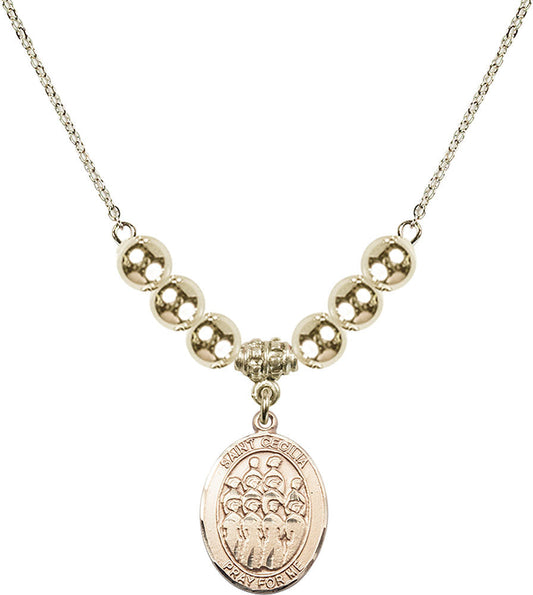 14kt Gold Filled Saint Cecilia / Choir Birthstone Necklace with Gold Filled Beads - 8180