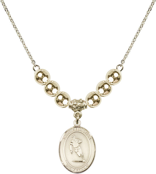 14kt Gold Filled Saint Sebastian / Rugby Birthstone Necklace with Gold Filled Beads - 8187