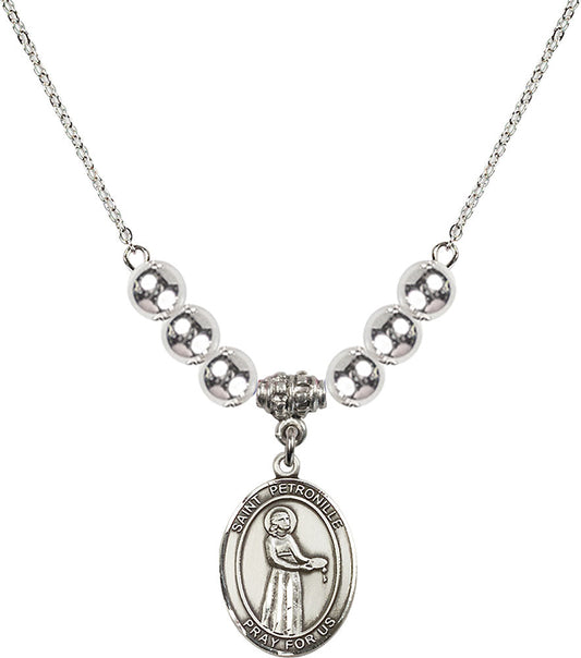 Sterling Silver Saint Petronille Birthstone Necklace with Sterling Silver Beads - 8209