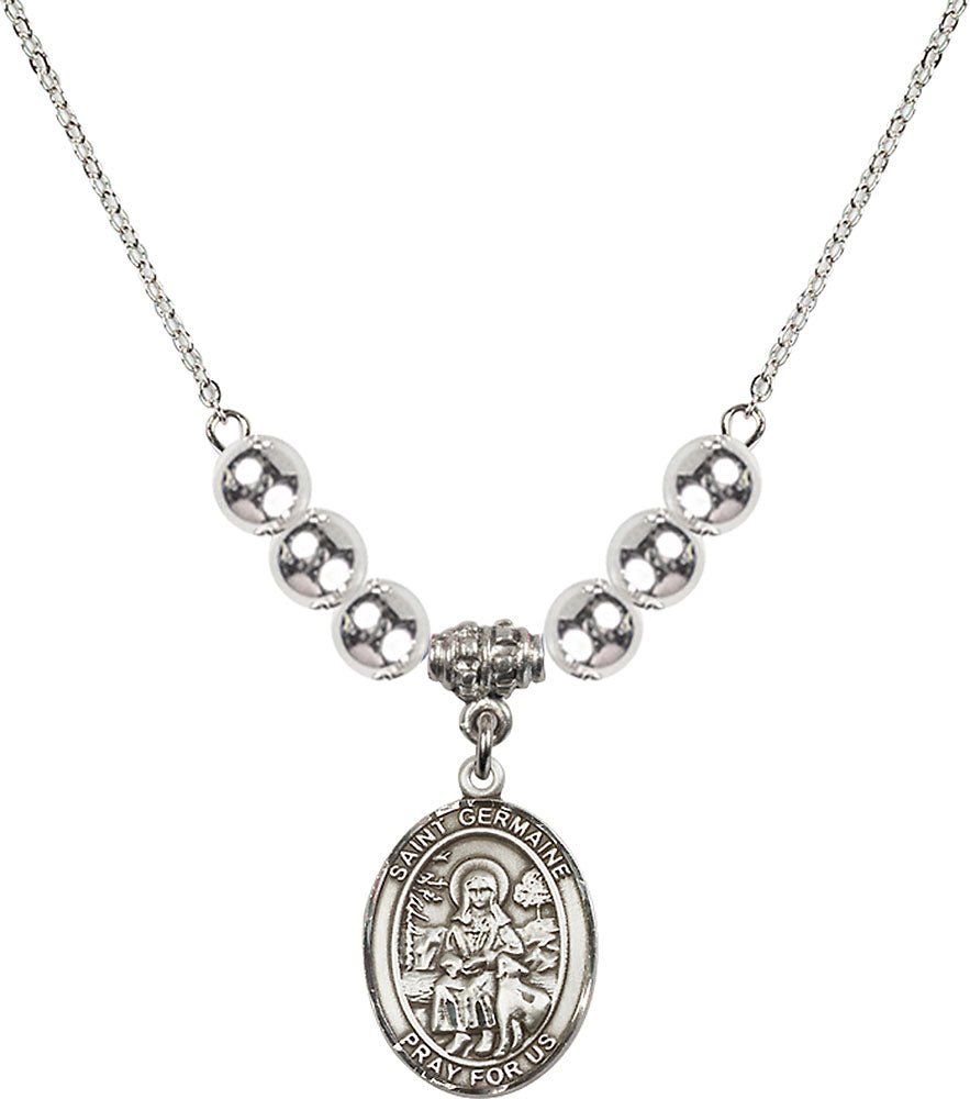 Sterling Silver Saint Germaine Cousin Birthstone Necklace with Sterling Silver Beads - 8211