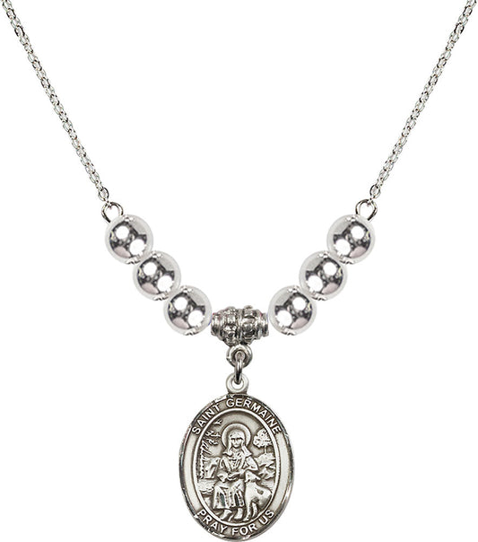 Sterling Silver Saint Germaine Cousin Birthstone Necklace with Sterling Silver Beads - 8211
