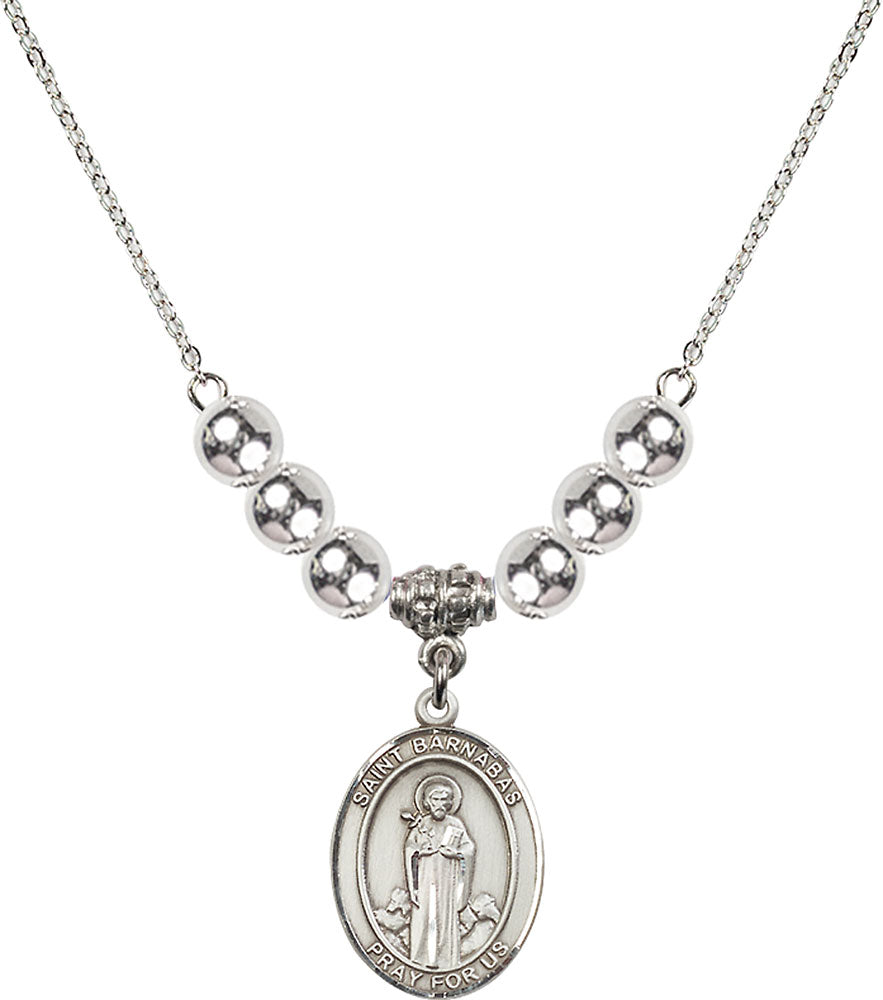 Sterling Silver Saint Barnabas Birthstone Necklace with Sterling Silver Beads - 8216