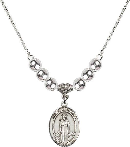 Sterling Silver Saint Barnabas Birthstone Necklace with Sterling Silver Beads - 8216