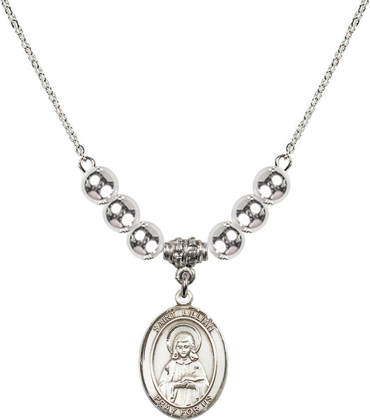 Sterling Silver Saint Lillian Birthstone Necklace with Sterling Silver Beads - 8226