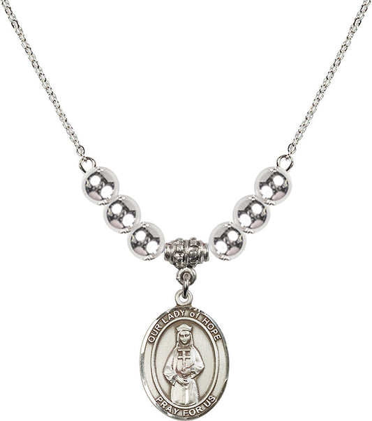 Sterling Silver Our Lady of Hope Birthstone Necklace with Sterling Silver Beads - 8230