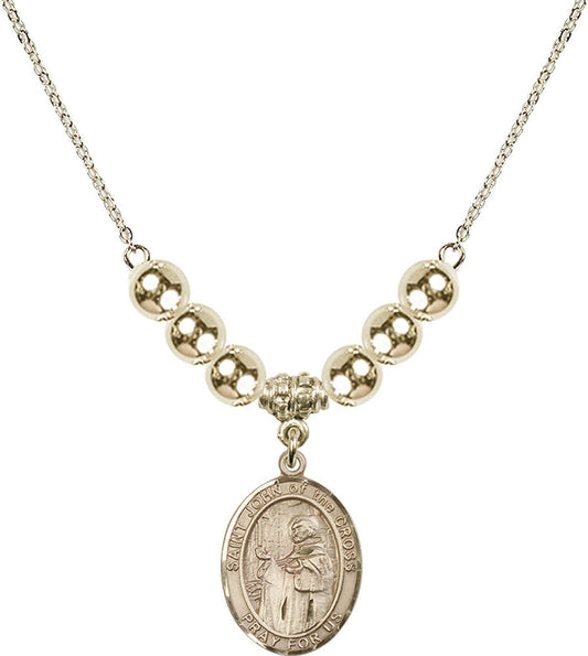 14kt Gold Filled Saint John of the Cross Birthstone Necklace with Gold Filled Beads - 8231