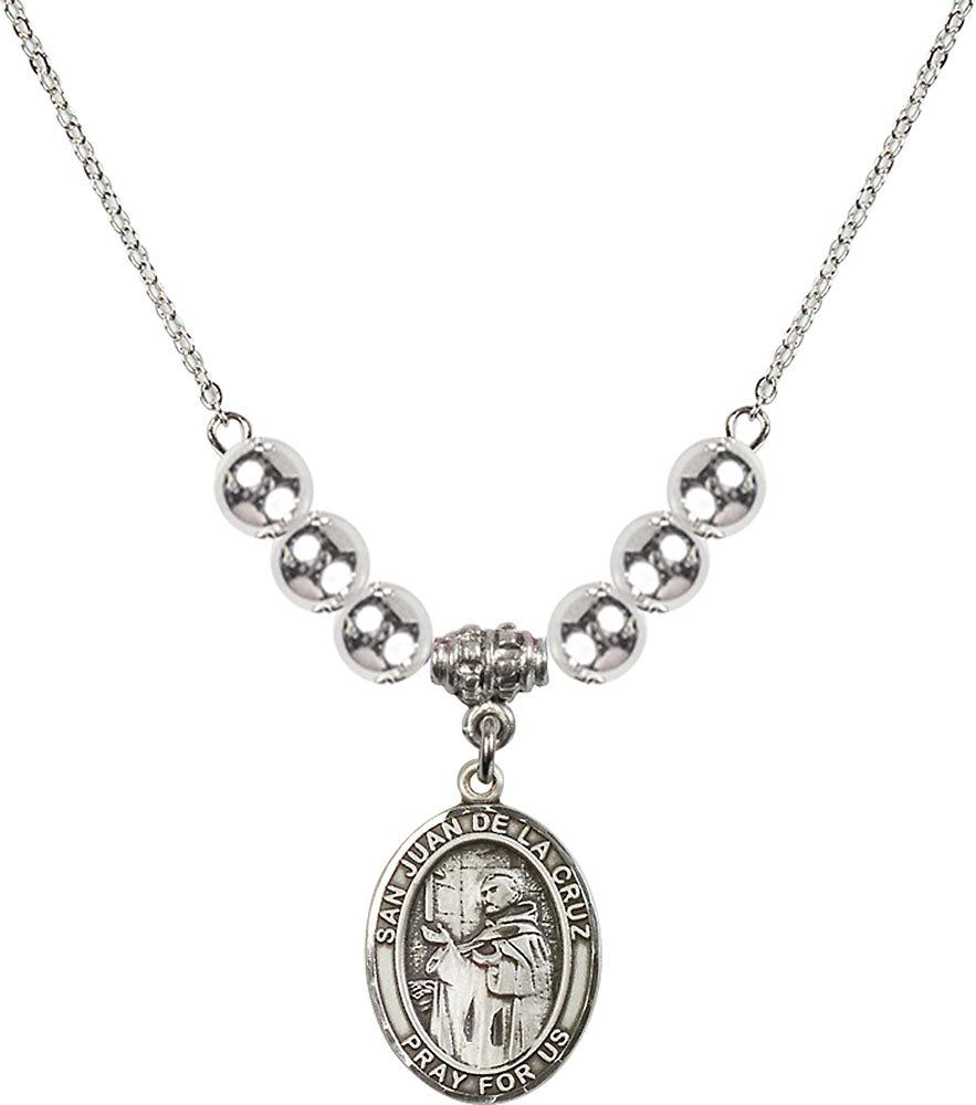 Sterling Silver San Juan de la Cruz Birthstone Necklace with Sterling Silver Beads - 8232