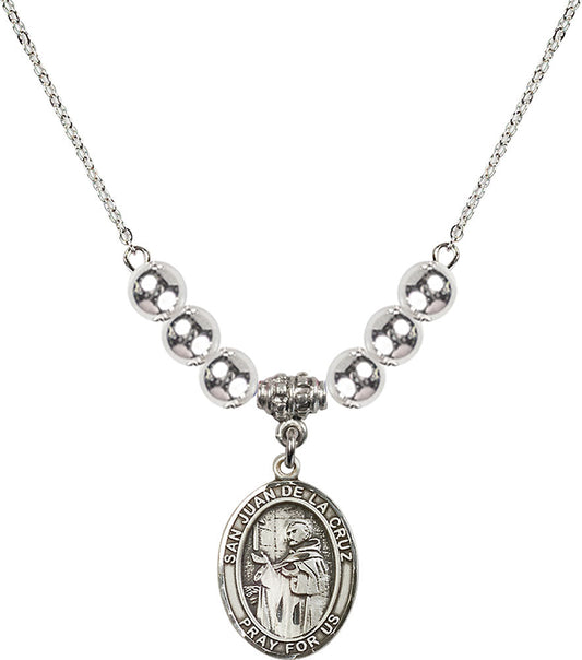 Sterling Silver San Juan de la Cruz Birthstone Necklace with Sterling Silver Beads - 8232