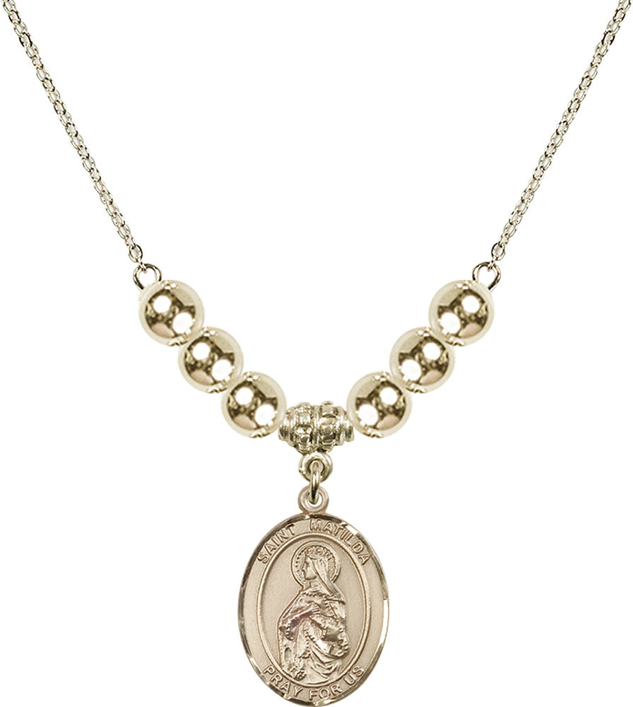 14kt Gold Filled Saint Matilda Birthstone Necklace with Gold Filled Beads - 8239