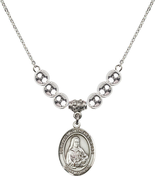 Sterling Silver Our Lady of the Railroad Birthstone Necklace with Sterling Silver Beads - 8247