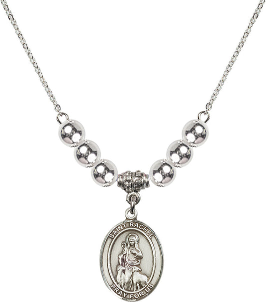 Sterling Silver Saint Rachel Birthstone Necklace with Sterling Silver Beads - 8251
