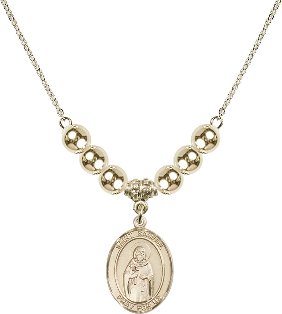14kt Gold Filled Saint Samuel Birthstone Necklace with Gold Filled Beads - 8259