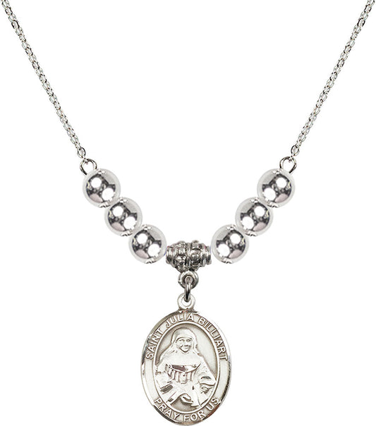 Sterling Silver Saint Julia Billiart Birthstone Necklace with Sterling Silver Beads - 8267