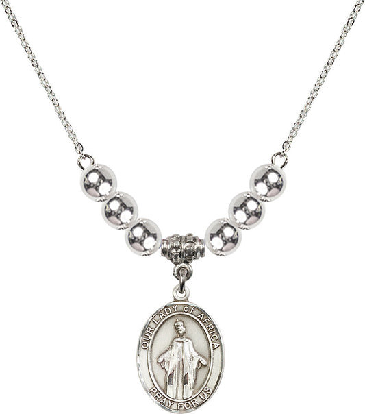 Sterling Silver Our Lady of Africa Birthstone Necklace with Sterling Silver Beads - 8269