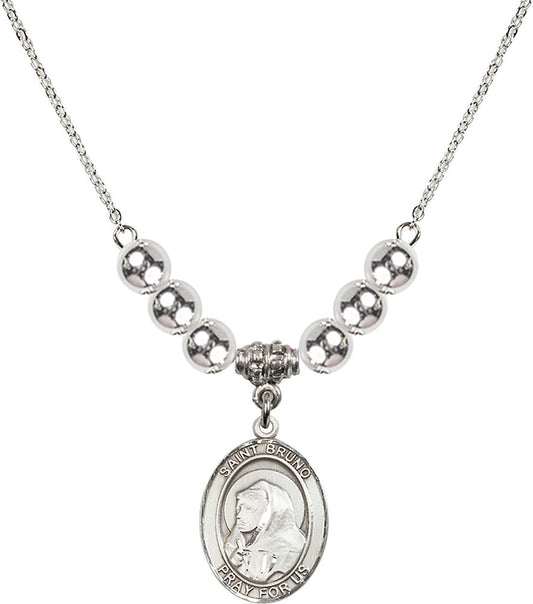 Sterling Silver Saint Bruno Birthstone Necklace with Sterling Silver Beads - 8270