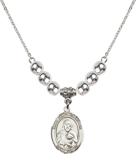 Sterling Silver Saint James the Lesser Birthstone Necklace with Sterling Silver Beads - 8277