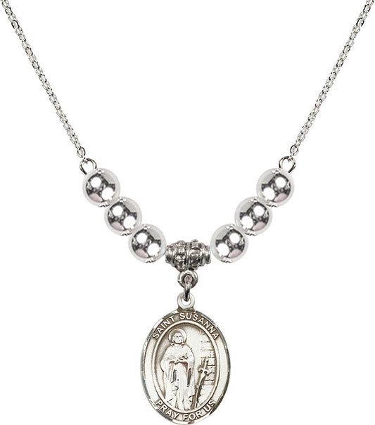 Sterling Silver Saint Susanna Birthstone Necklace with Sterling Silver Beads - 8280