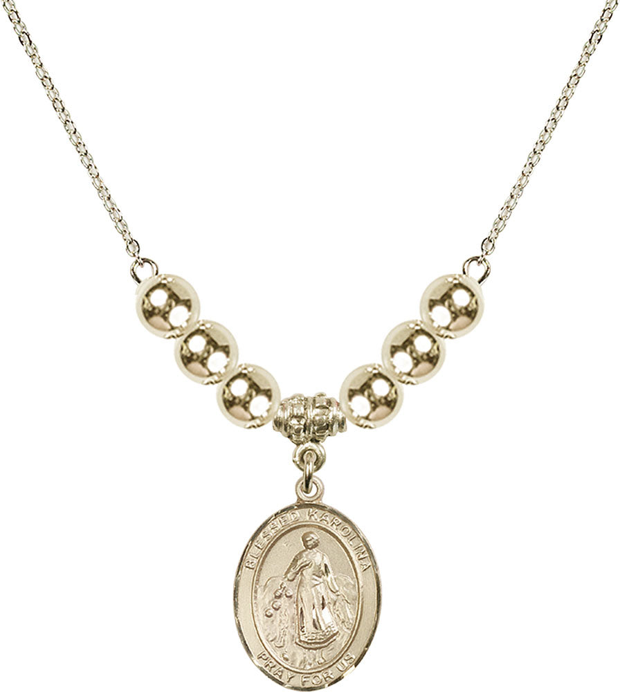14kt Gold Filled Blessed Karolina Kozkowna Birthstone Necklace with Gold Filled Beads - 8283