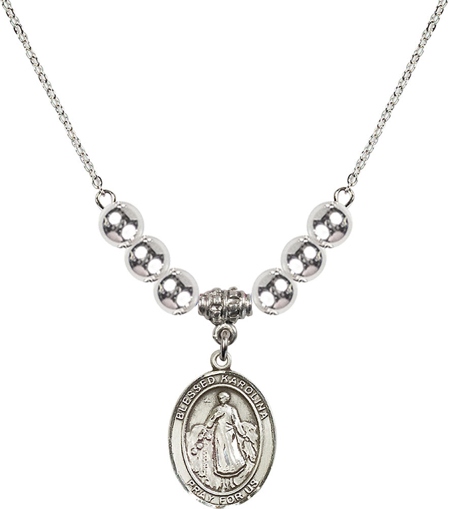 Sterling Silver Blessed Karolina Kozkowna Birthstone Necklace with Sterling Silver Beads - 8283