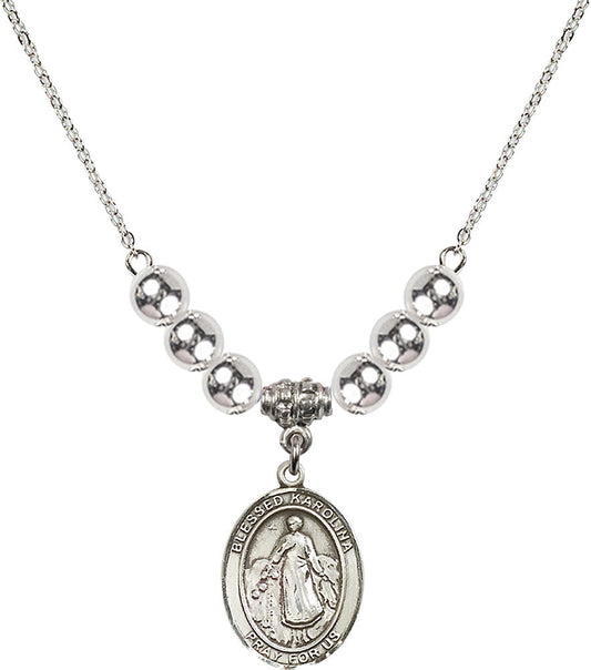Sterling Silver Blessed Karolina Kozkowna Birthstone Necklace with Sterling Silver Beads - 8283