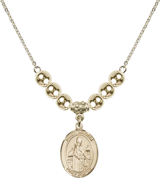 14kt Gold Filled Saint Walter of Pontoise Birthstone Necklace with Gold Filled Beads - 8285