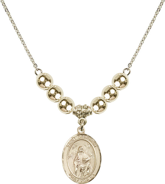 14kt Gold Filled Saint Deborah Birthstone Necklace with Gold Filled Beads - 8286