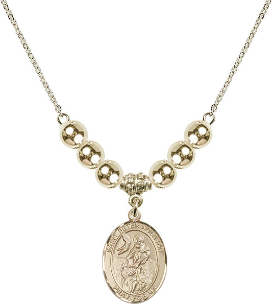 14kt Gold Filled Saint Peter Nolasco Birthstone Necklace with Gold Filled Beads - 8291