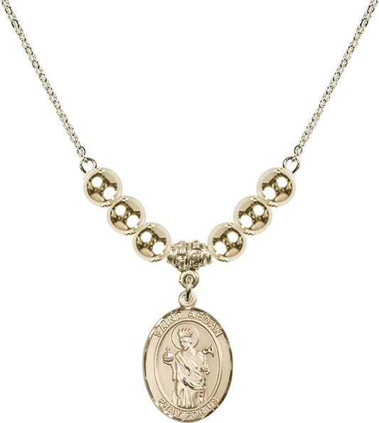 14kt Gold Filled Saint Aedan of Ferns Birthstone Necklace with Gold Filled Beads - 8293