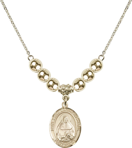 14kt Gold Filled Saint Marie Magdalen Postel Birthstone Necklace with Gold Filled Beads - 8294