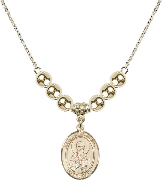 14kt Gold Filled Saint Athanasius Birthstone Necklace with Gold Filled Beads - 8296