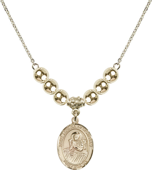 14kt Gold Filled Saint Lidwina of Schiedam Birthstone Necklace with Gold Filled Beads - 8297