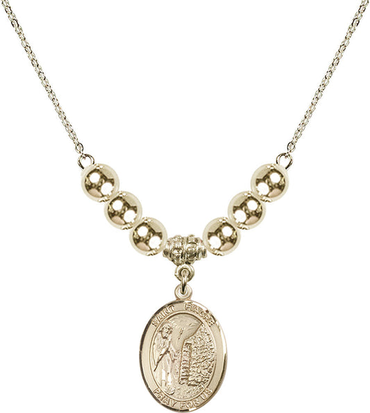 14kt Gold Filled Saint Fiacre Birthstone Necklace with Gold Filled Beads - 8298