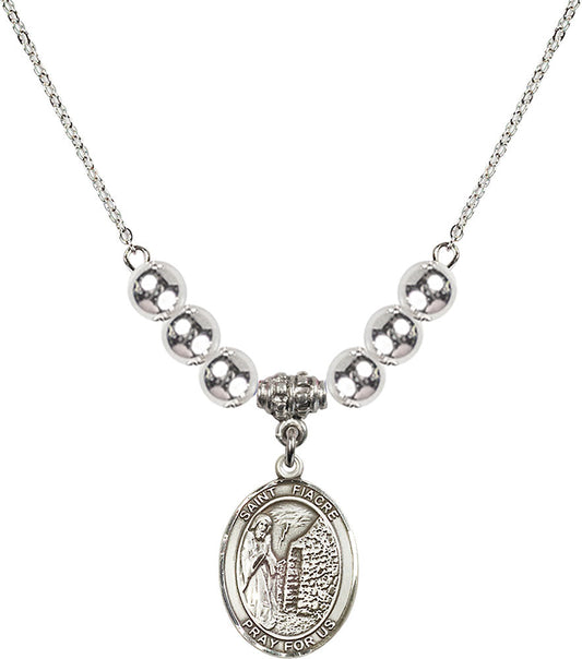 Sterling Silver Saint Fiacre Birthstone Necklace with Sterling Silver Beads - 8298