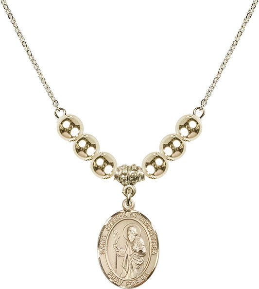 14kt Gold Filled Saint Joseph of Arimathea Birthstone Necklace with Gold Filled Beads - 8300