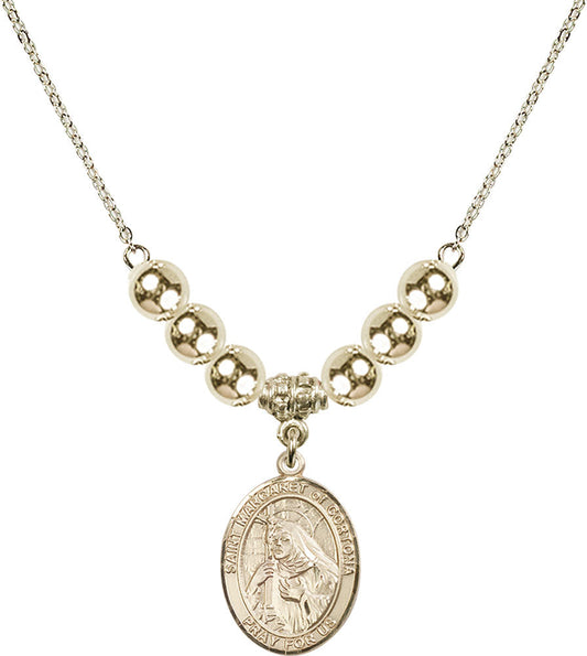 14kt Gold Filled Saint Margaret of Cortona Birthstone Necklace with Gold Filled Beads - 8301