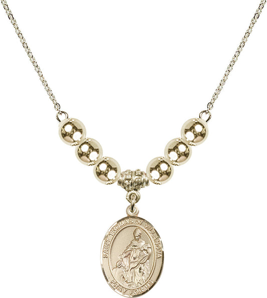 14kt Gold Filled Saint Thomas of Villanova Birthstone Necklace with Gold Filled Beads - 8304