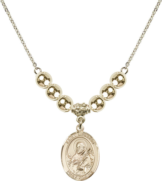 14kt Gold Filled Saint Meinrad of Einsiedeln Birthstone Necklace with Gold Filled Beads - 8307