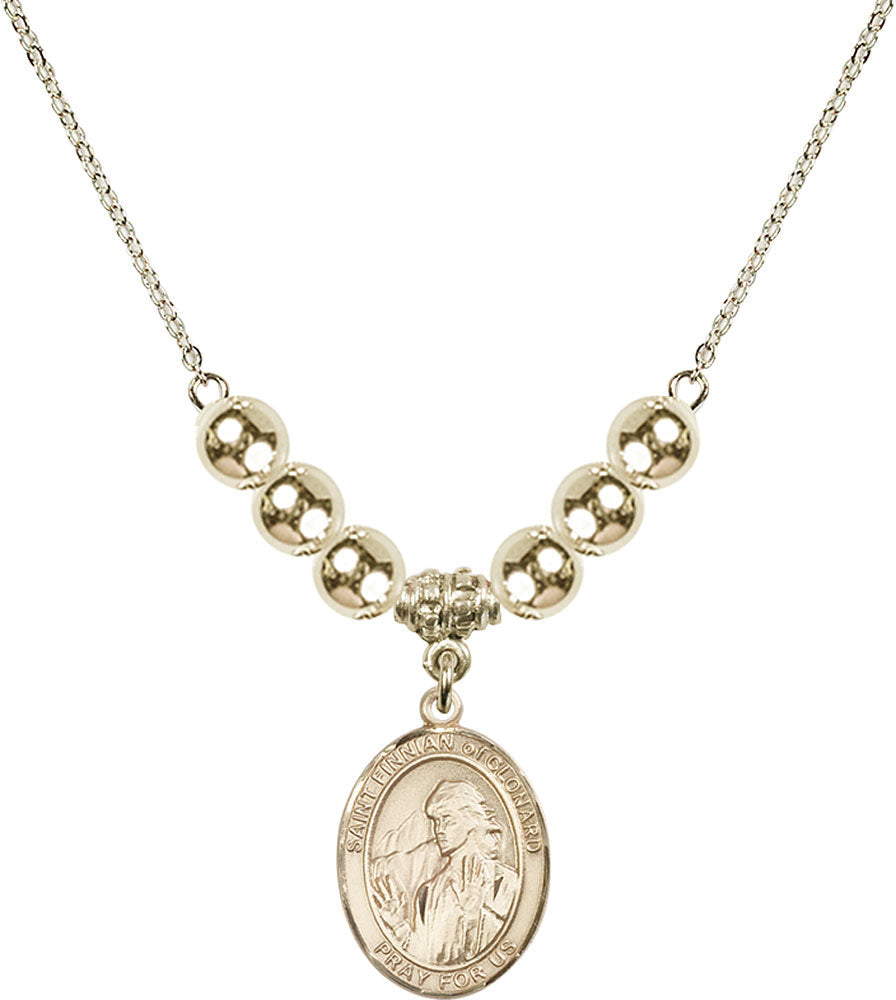 14kt Gold Filled Saint Finnian of Clonard Birthstone Necklace with Gold Filled Beads - 8308