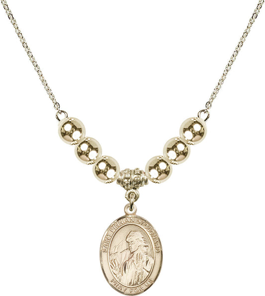14kt Gold Filled Saint Finnian of Clonard Birthstone Necklace with Gold Filled Beads - 8308