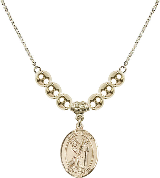 14kt Gold Filled Saint Roch Birthstone Necklace with Gold Filled Beads - 8310