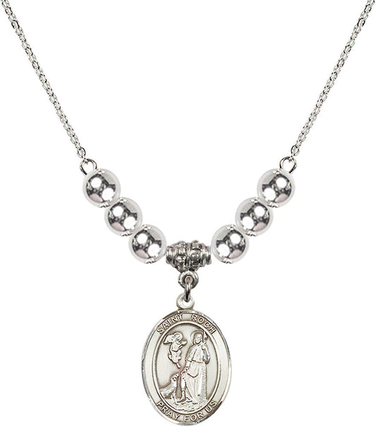 Sterling Silver Saint Roch Birthstone Necklace with Sterling Silver Beads - 8310