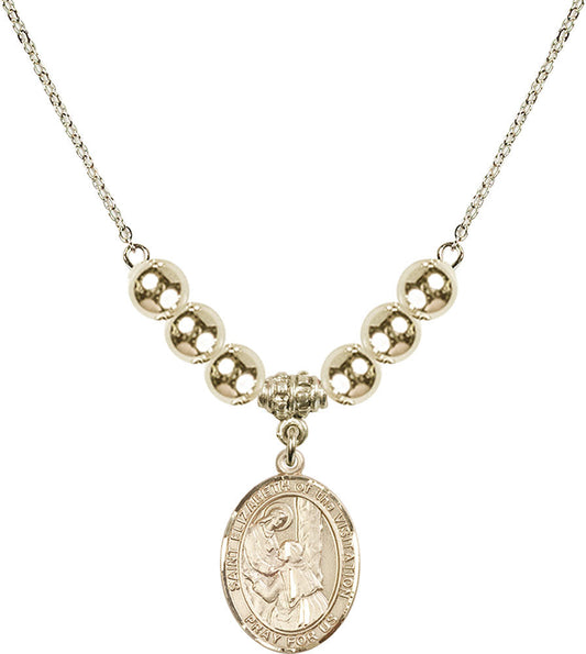 14kt Gold Filled Saint Elizabeth of the Visitation Birthstone Necklace with Gold Filled Beads - 8311
