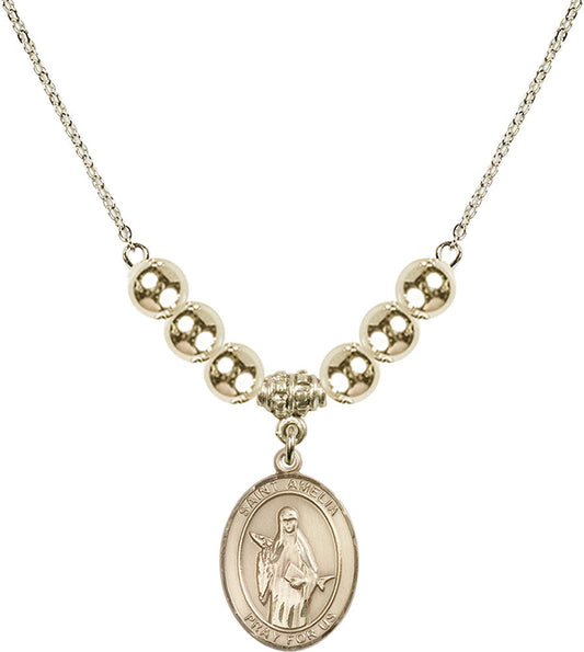 14kt Gold Filled Saint Amelia Birthstone Necklace with Gold Filled Beads - 8313