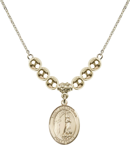 14kt Gold Filled Saint Zoe of Rome Birthstone Necklace with Gold Filled Beads - 8314