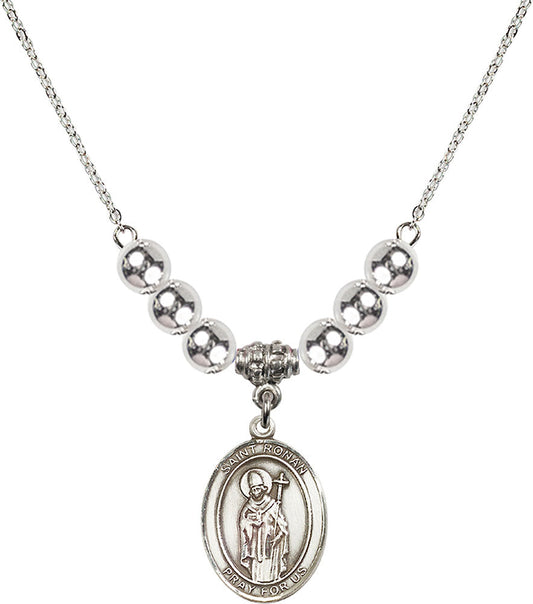 Sterling Silver Saint Ronan Birthstone Necklace with Sterling Silver Beads - 8315