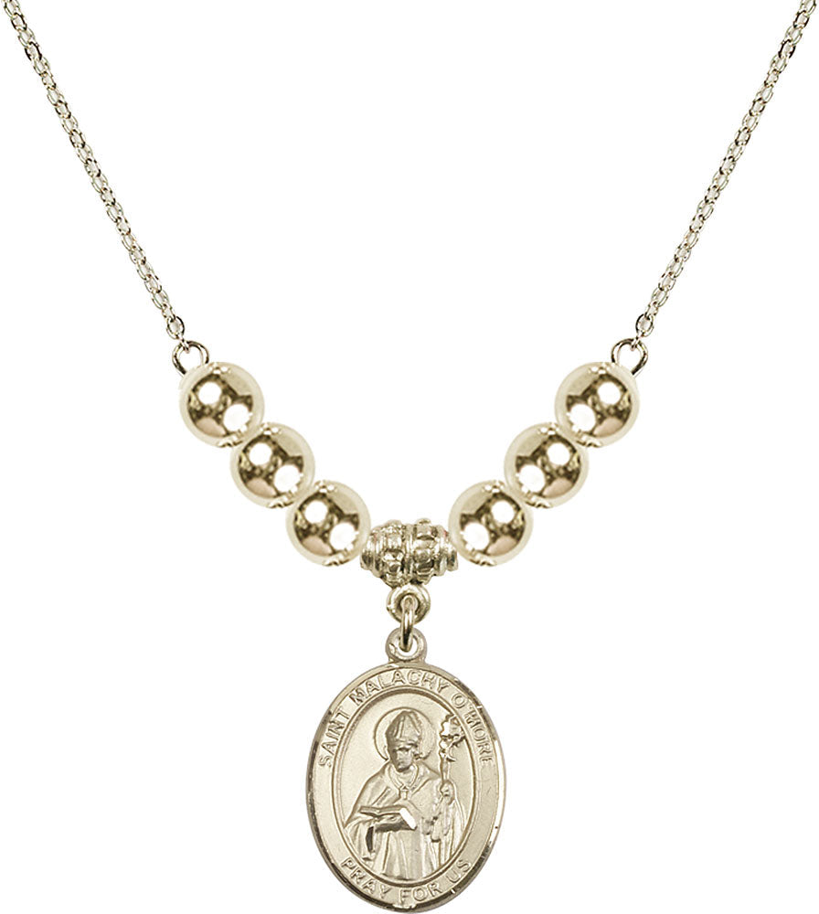 14kt Gold Filled Saint Malachy O'More Birthstone Necklace with Gold Filled Beads - 8316