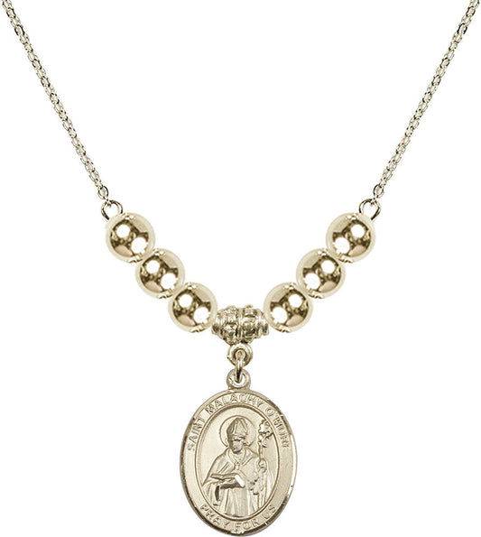 14kt Gold Filled Saint Malachy O'More Birthstone Necklace with Gold Filled Beads - 8316