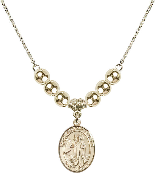 14kt Gold Filled Saint Anthony of Egypt Birthstone Necklace with Gold Filled Beads - 8317